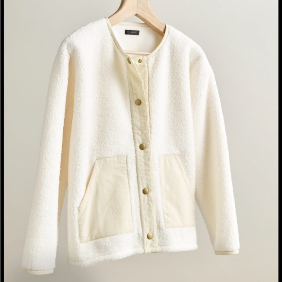 J.Crew Cream Teddy sherpa lady jacket - Picture 1 of 4